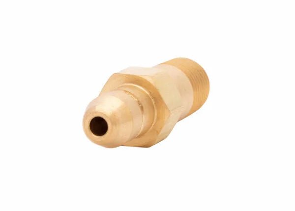 Harris Regulator Inlet Stem CGA 200-1/4NPT 2" brass adapter for welding regulators, gas equipment, and fluid transfer systems.
