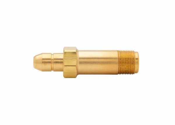 Harris Regulator Inlet Stem CGA 200 brass, hex nut, pointed nozzle, 2.5" for welding equipment—WeldingMart accessory.