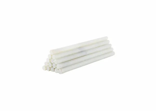 Harris ROUND SOAPSTONE 3011001 for welding, white marking sticks stacked in triangle on white background, sold by the gross.