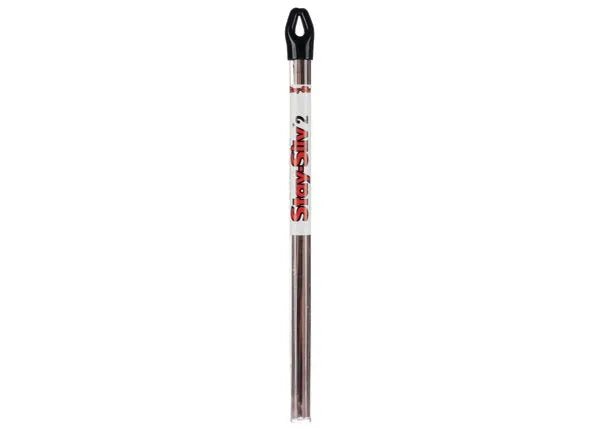 A clear plastic softball bat with a black handle and red Slow-Swing 2 text recalls the Harris Stay-Silv 2 Phos-Copper Brazing Alloys precision. Features include a capped end, smooth grip, and hanging hole. Displayed vertically on a white background.