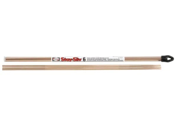 Harris 6620F1 Stay-Silv 6 copper brazing rods, 0.050 x 1/8 in, loose and tubed, welding filler metal accessories.
