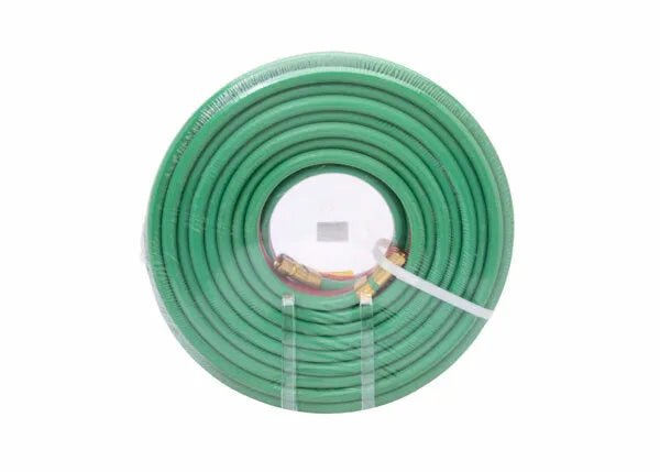 Harris Twin All Fuel Gas Welding Hose, Grade T, 50 ft with 3/8" brass fittings—essential welding equipment from WeldingMart.