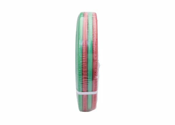 Stack of plates with green, pink, and white edges, similar to Harris Twin All Fuel Gas Welding Hose 3/8" Fittings GRADE T.
