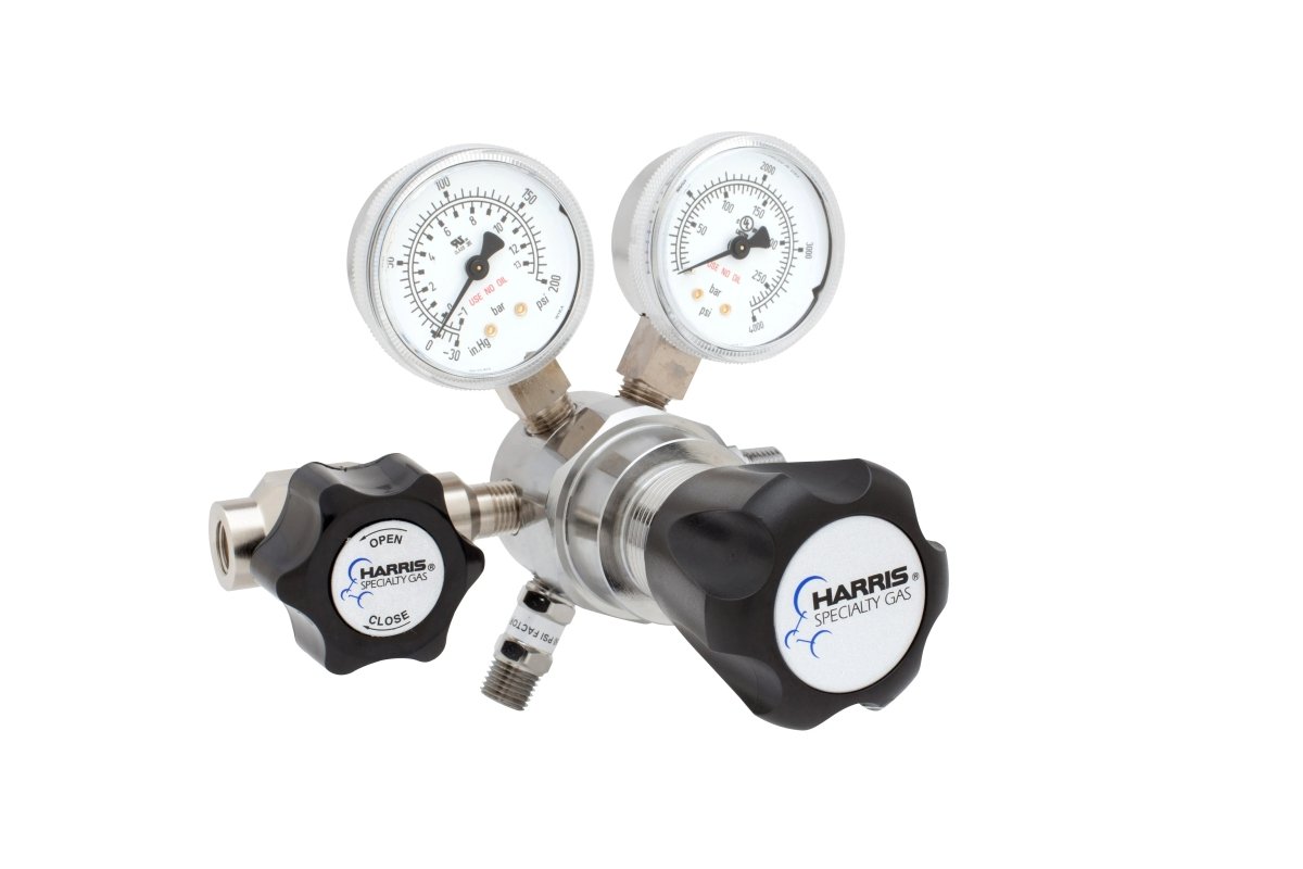 Harris Two Stage Ultra High Purity Brass Barstock Regulator Model 721C-125-326-BE - 721C125326BE - WeldingMart.com