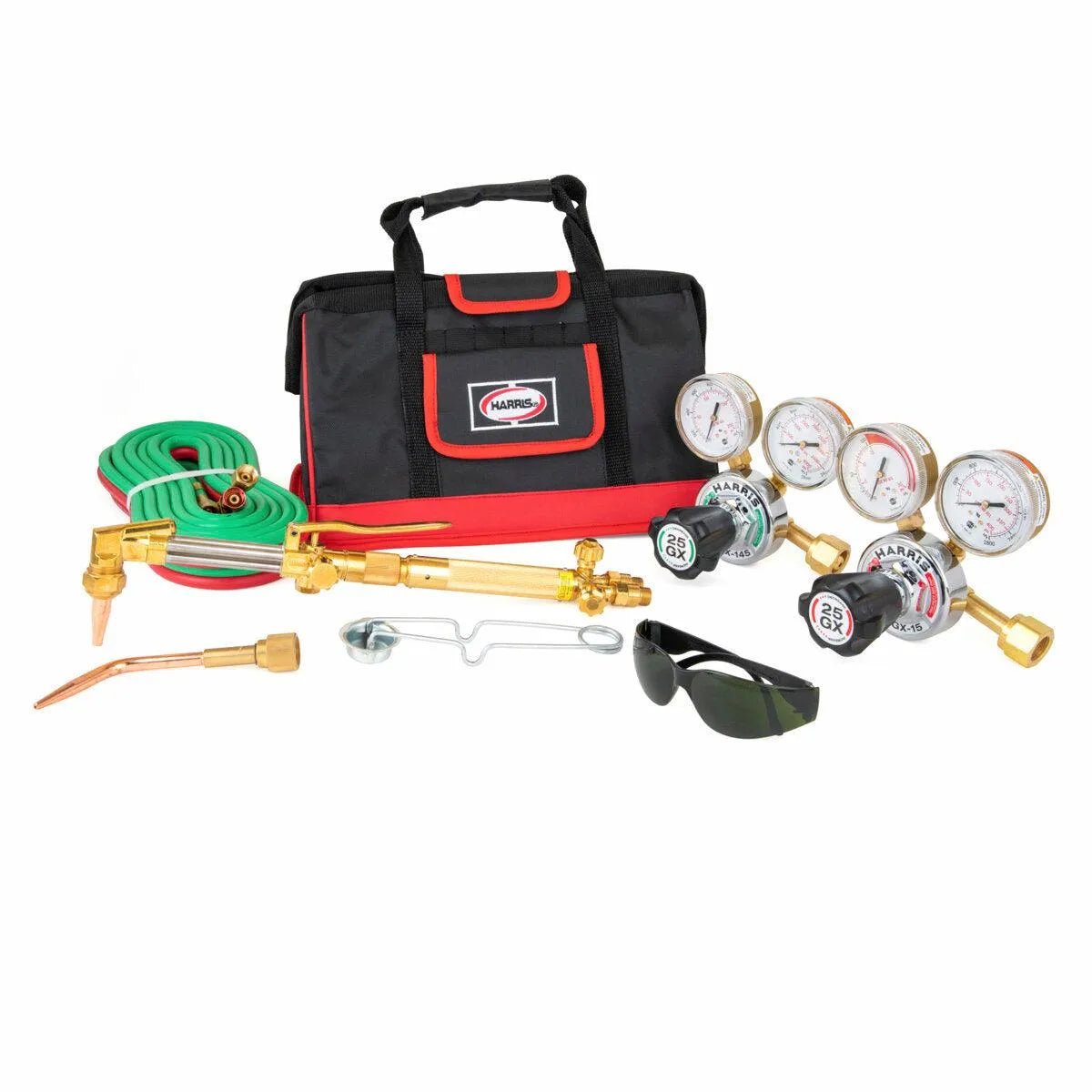 Harris V-100C-25GX-300 Cutting Torch Kit with gauges, hoses, wrench, safety goggles, handles & carrying bag | WeldingMart.