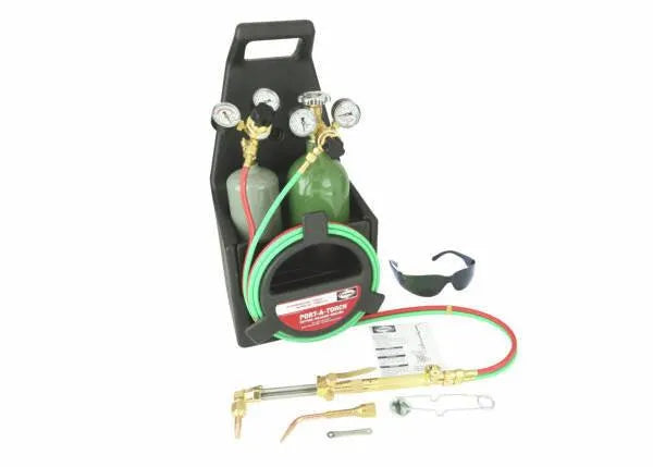 HMD 601 Oxygen Acetylene Port-A-Torch Kit with cylinders, gauges, tips, hoses & safety gear in black case—WeldingMart welding tools.