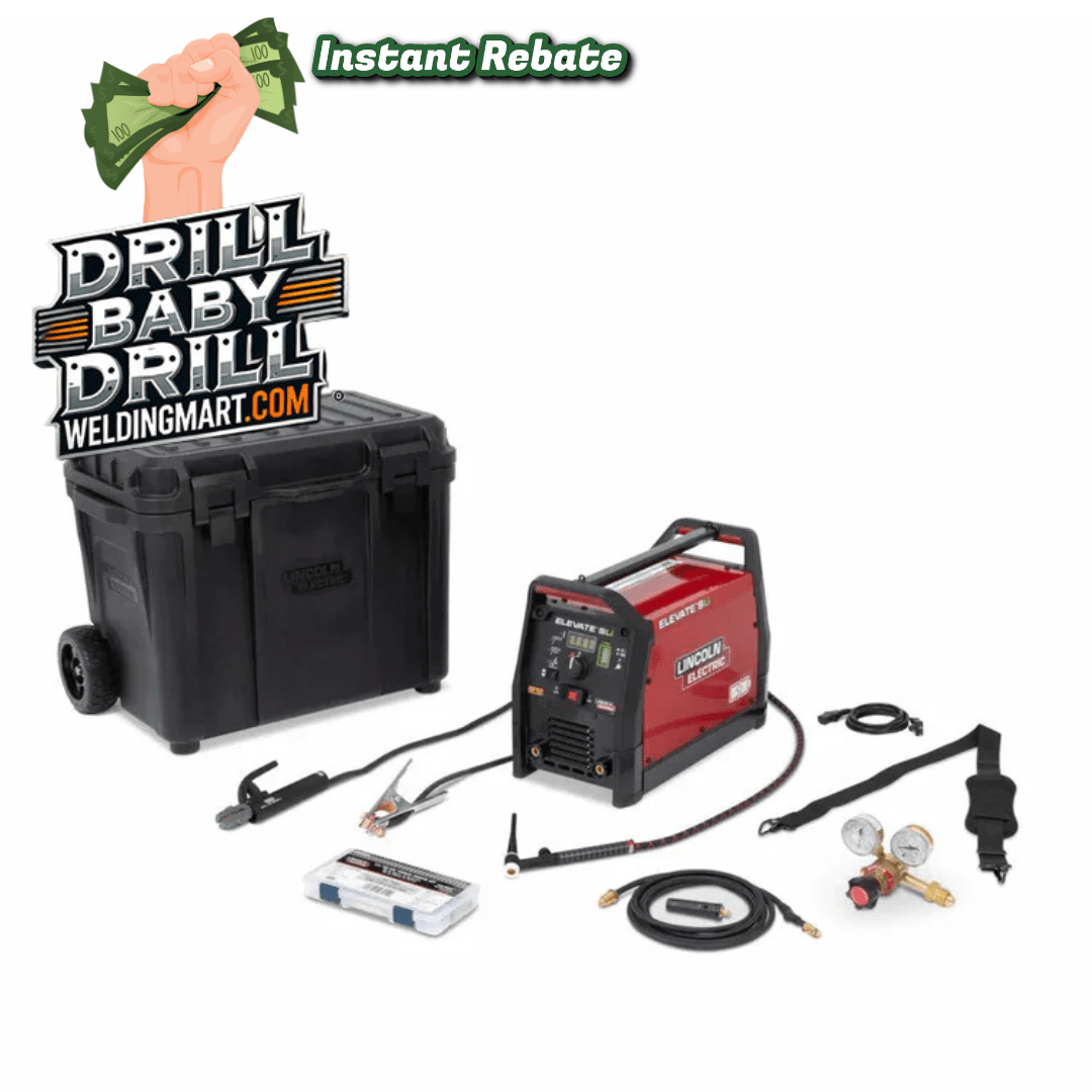 Lincoln Elevate SLi Battery-Powered TIG Welder K5624-1 with cables, gauges, wheeled case, and accessories at WeldingMart.