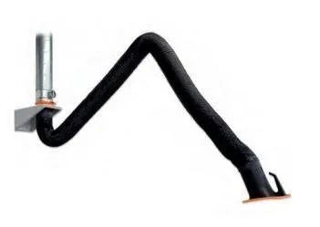 KEMPER 10 FT. Exhaust Arm Set 79003x for welding fume extraction, mounts to wall, extends and curves with open nozzle. WeldingMart.