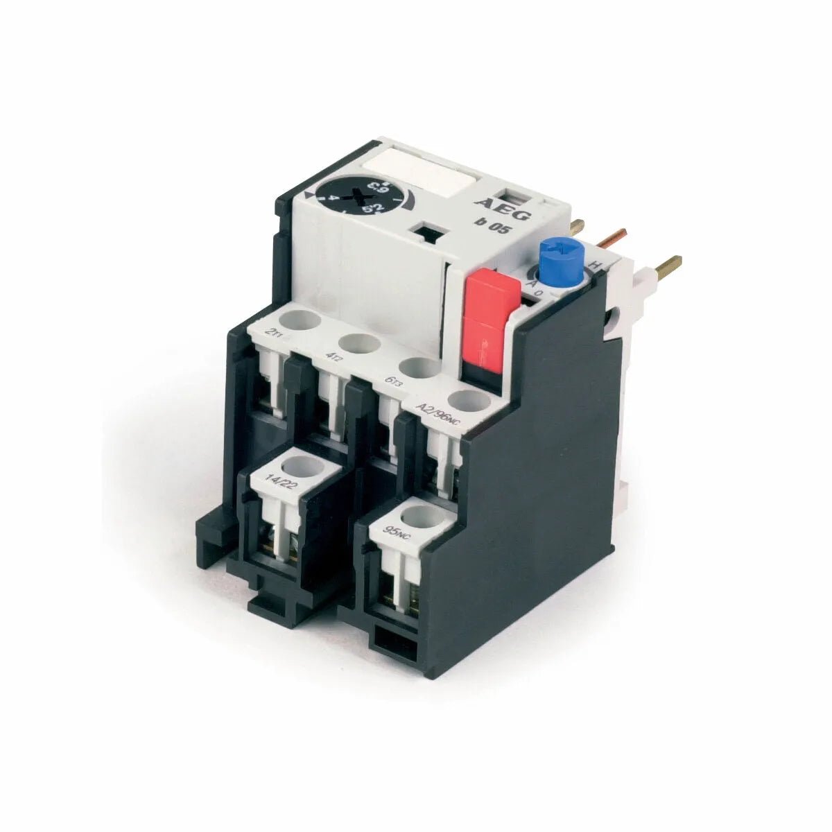 Lincoln 230V relay for welding kits, with labeled terminals, dial, colored buttons, and gold pins, by WeldingMart on white background.