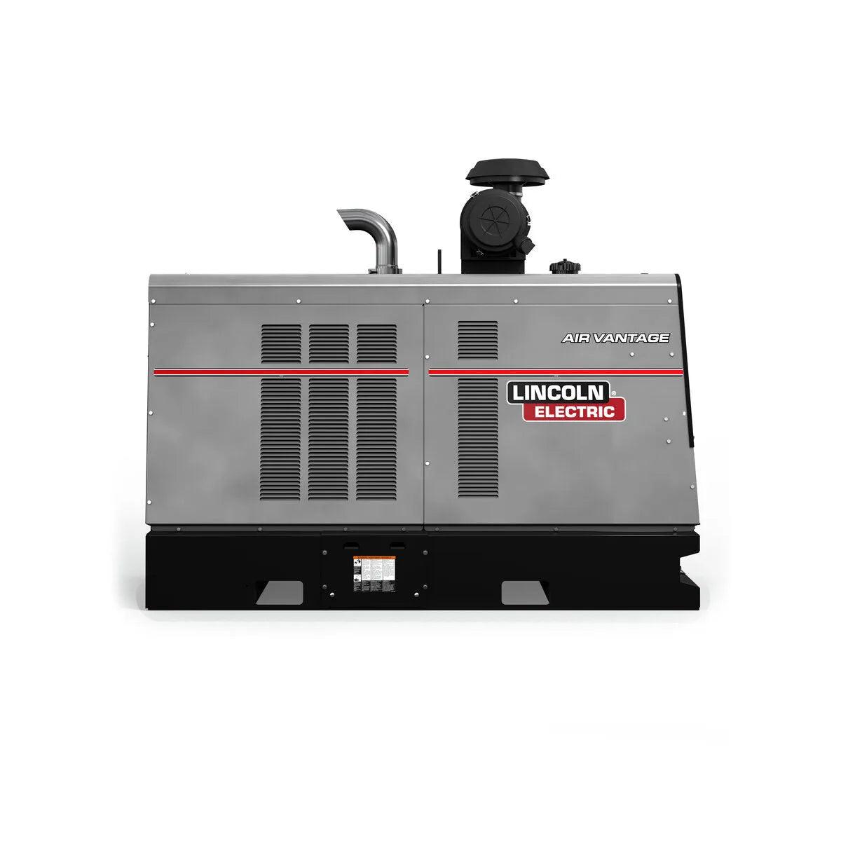 The Lincoln Air Vantage 566X Engine Driven Welder Deutz - K3242-3 is a large, metallic gray industrial machine with red stripes, ventilation grilles, an exhaust pipe, and the Lincoln Electric logo, displayed against a white background.