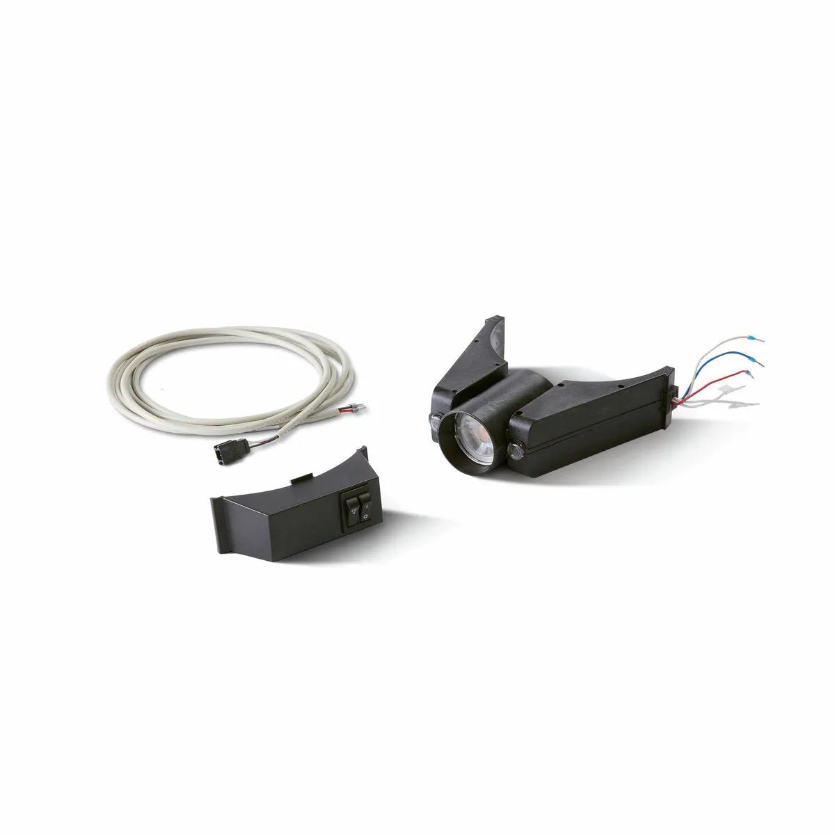 Lincoln Arc Sensor/Lamp Kit K1669-13 for Mobiflex 3.1 welding arm with cable, switch, and motor on white background.
