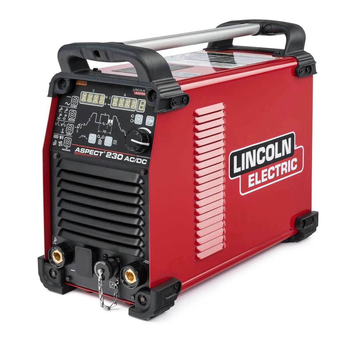 Lincoln Aspect 230 AC/DC TIG Welder K4340-1 with digital display and handle, top welding equipment for precise aluminum TIG welds.