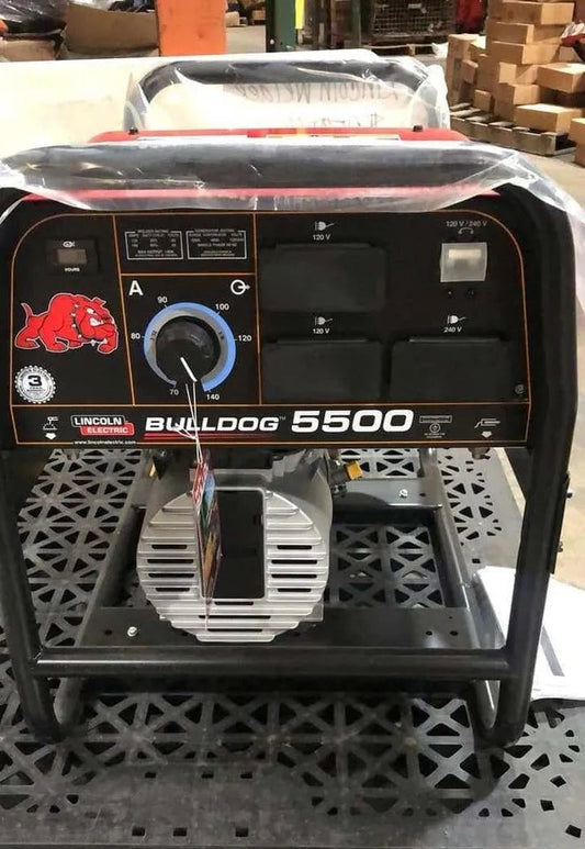 Lincoln Bulldog 5500 Engine Driven Welder Kohler (U2708-2) demo, control panel, dial, outlets, WeldingMart welding equipment.