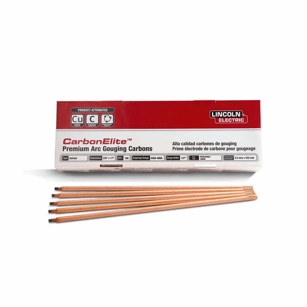Lincoln CarbonElite Jointed Gouging Electrodes 3/8 in x 17 in KP3803-3/8 - WeldingMart.com