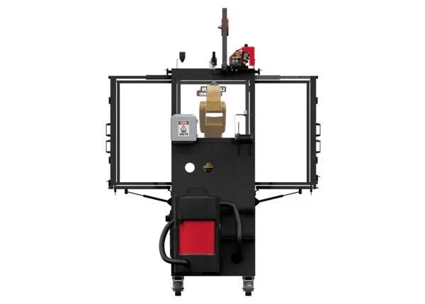 Lincoln ClassMate® M Robotic Trainer (AD2446-20) for welding training, with safety gates, control panel, and red/black base.