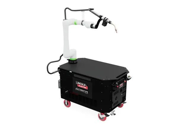 Lincoln Cooper CRX-10iA/L Aluminum Welding Cobot Cart with robotic arm and welding tool, mobile welding equipment from WeldingMart.