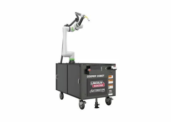 Lincoln Electric Cooper CRX-10iA/L Welding Cobot Cart AD2489-17 with robotic arm, mobile welding tool on wheeled control unit.