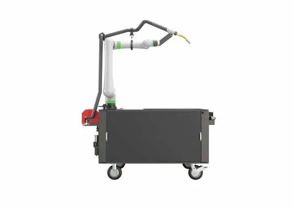 Lincoln Cooper CRX-10iA/L W/C WB Welding Cobot Cart AD2489-17, mobile robotic welding arm on wheeled cart for automation.