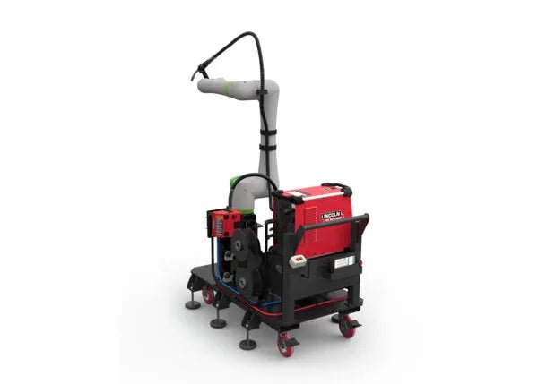 Lincoln Cooper CRX-25iA Welding Cobot Cart AD2489-20 with robotic arm, torch, control unit; top welding automation tool.