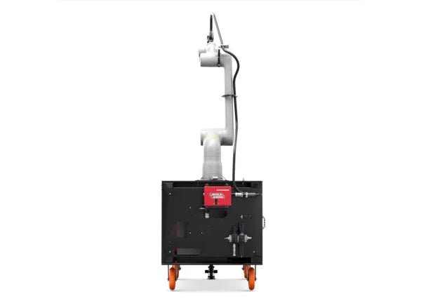 Lincoln Cooper GoFa-10 A/C WB Welding Cobot Cart with orange wheels—advanced welding equipment for automated industrial tasks.