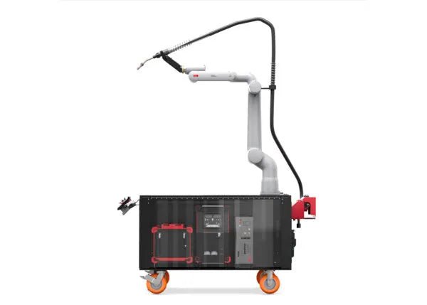 Lincoln Cooper GoFa-10 W/C WB Welding Cobot Cart AD2501-6 mobile welding robot with arm, controls, and electronics for automation.