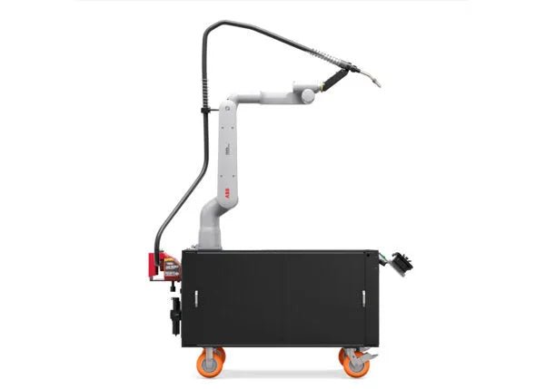 Lincoln Cooper GoFa-10 W/C WB Welding Cobot Cart AD2501-6—compact automated welding cobot with flexible arm and orange-wheeled base.