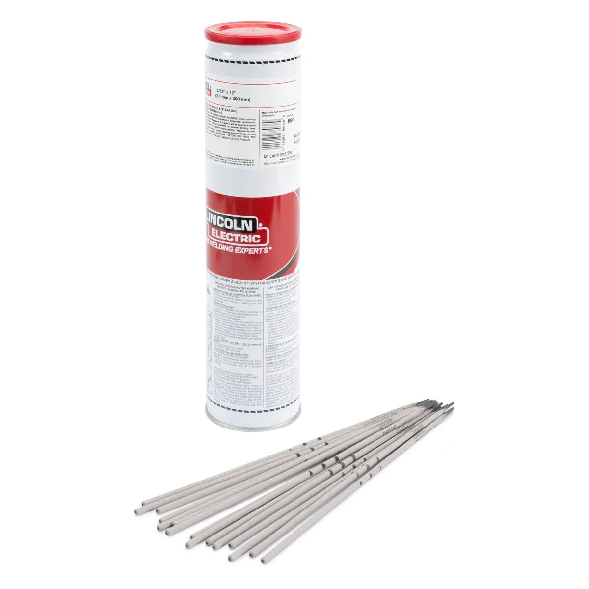 Lincoln ED032592 Excalibur 7018-1 Stick SMAW Welding Rods 1/8" 14in can and electrodes, ideal welding tools from WeldingMart.