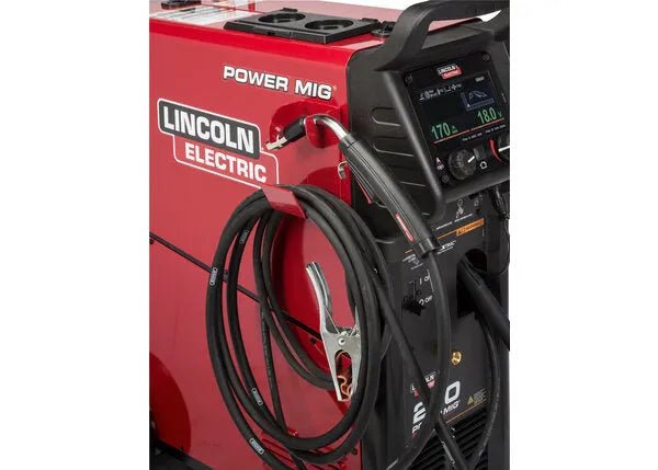 Lincoln Electric POWER MIG 260 Welder with control panel, attached cables, and welding torch displayed—shop welding equipment at WeldingMart.