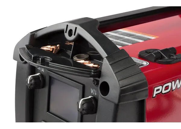 Lincoln Electric Power Mig 210 MP welder control panel with knobs, ports, and cover—premium welding equipment from WeldingMart.