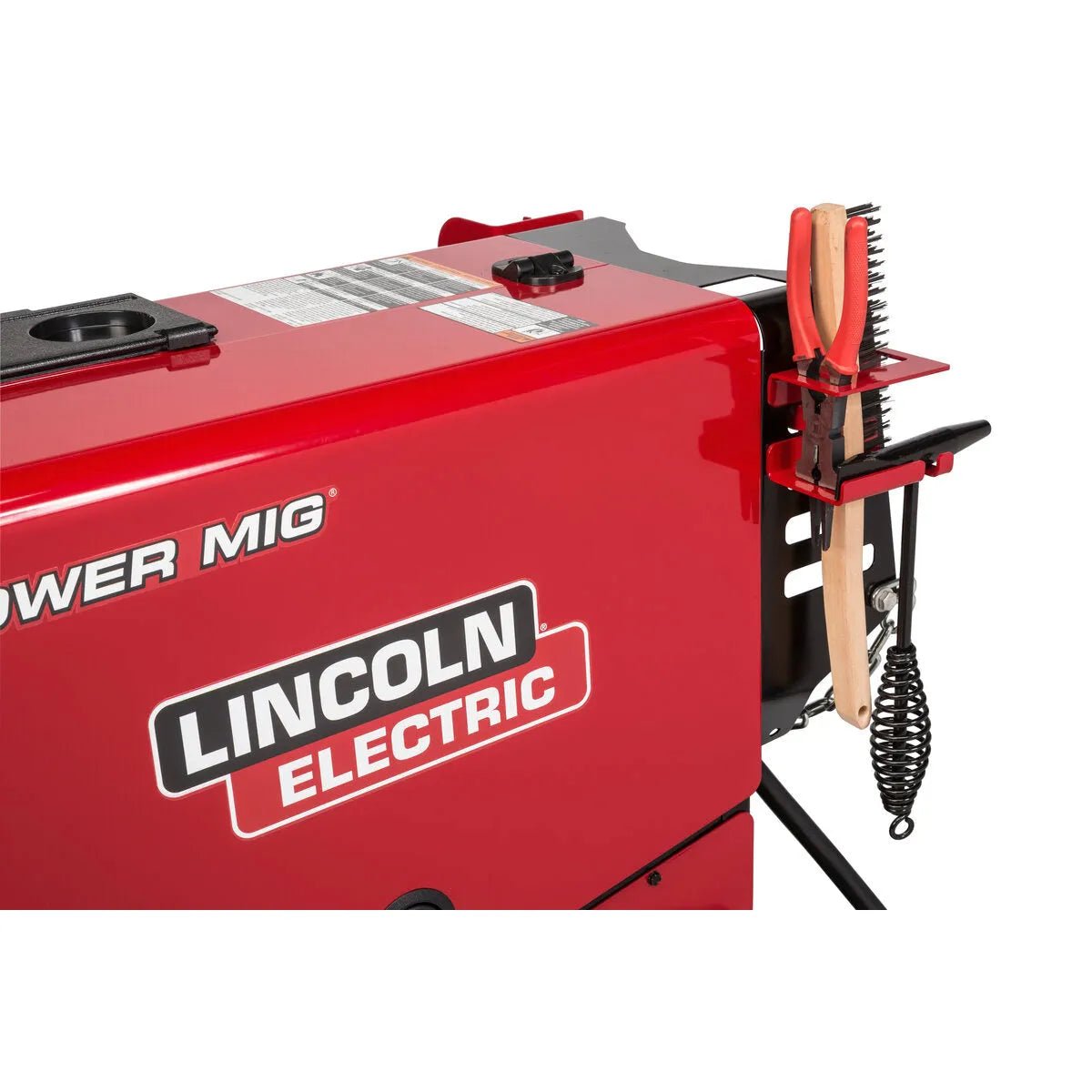 Close-up of Lincoln Electric Power MIG 260 Mig Welder K3520-1, advanced welding controls for MIG and flux-cored welding.