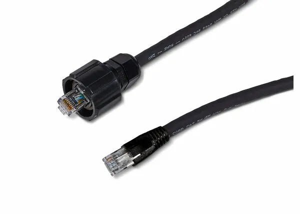 Lincoln 10' Ethernet Patch Cable K4907-10 for welders, with M12 bayonet lock and RJ45 connector, black welding accessory.