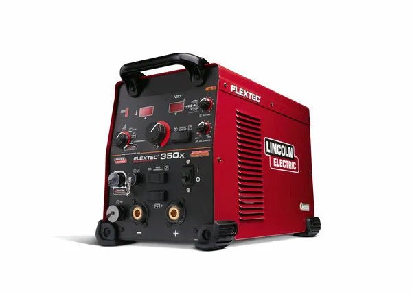 Lincoln Flextec 350X Power Connect demo welder U4273-1 with control knobs, welding ports at WeldingMart on white background.