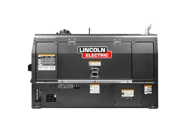Lincoln Frontier 400X Kubota welder for sale at WeldingMart—front view with control panel, bold logo, and safety labels.