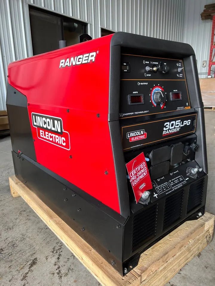 Lincoln Ranger 305 LPG Engine Driven Welder Kohler U2937-1 on pallet, front controls visible, eco-friendly welding equipment.