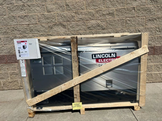 Lincoln Vantage 322 engine-driven welder/generator Kubota (U2409-5) in crate at WeldingMart, wrapped, with info sheet attached.