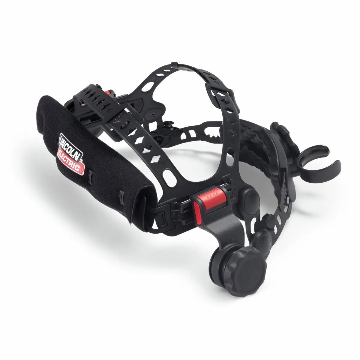 Lincoln FGS PAPR Pivot Headgear KP4471-1, adjustable welding headgear with padding, red knobs, fits 3250D PAPR, helmets.