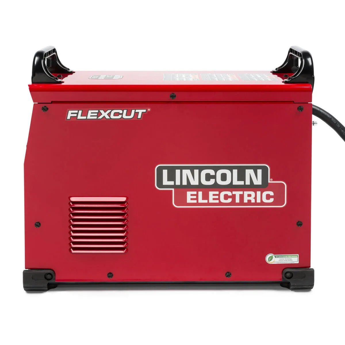 Lincoln FlexCut 125 Plasma Cutter K4811-1 with black handles, vent grill, and logo—top welding equipment for precise plasma cuts.