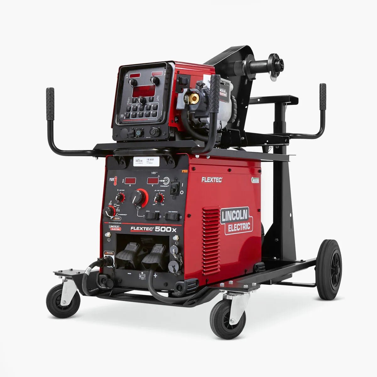 Lincoln Flextec 500X/Power Feed 84 Ready-Pak K3608-3 heavy-duty welding machine on cart for industrial welding, WeldingMart tool.