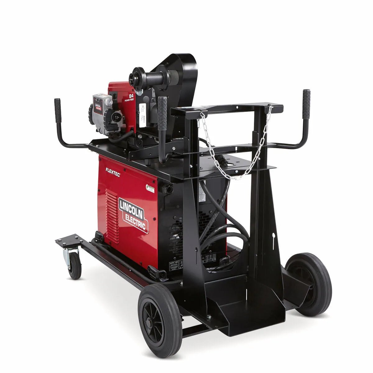 Lincoln Flextec 500X Ready-Pak K3608-3 welding machine on cart with storage, cables, hoses—heavy-duty welder from WeldingMart.