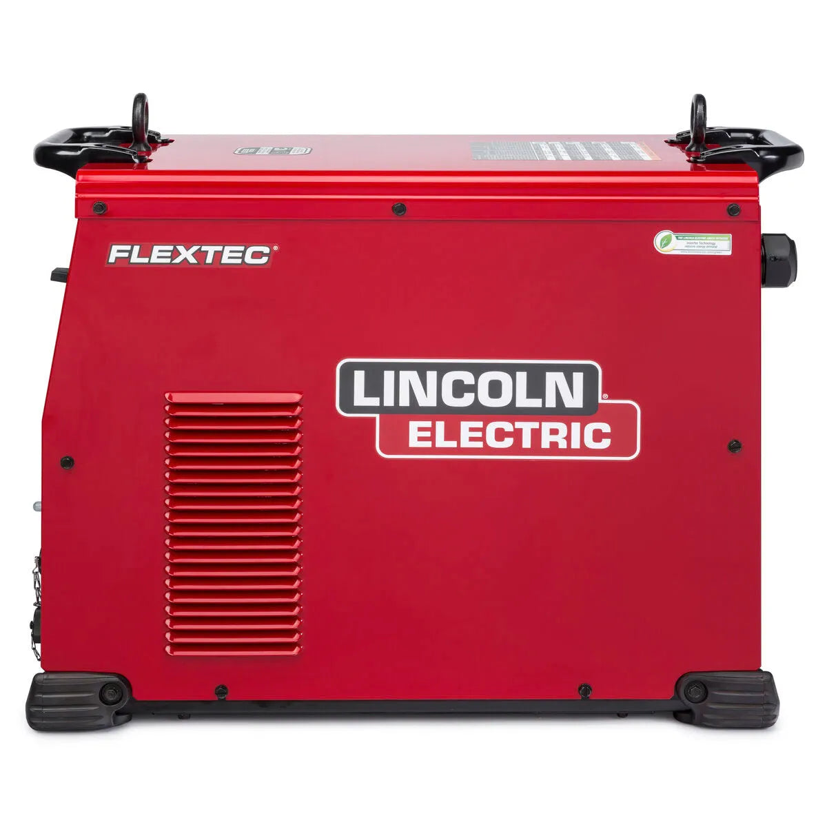 A red Lincoln Flextec 650X Multi-Process Welder with black handles, side vents, white and black logo, and rubber feet sits on a white background. The K3425-1 model features advanced CrossLinc Technology for seamless control.