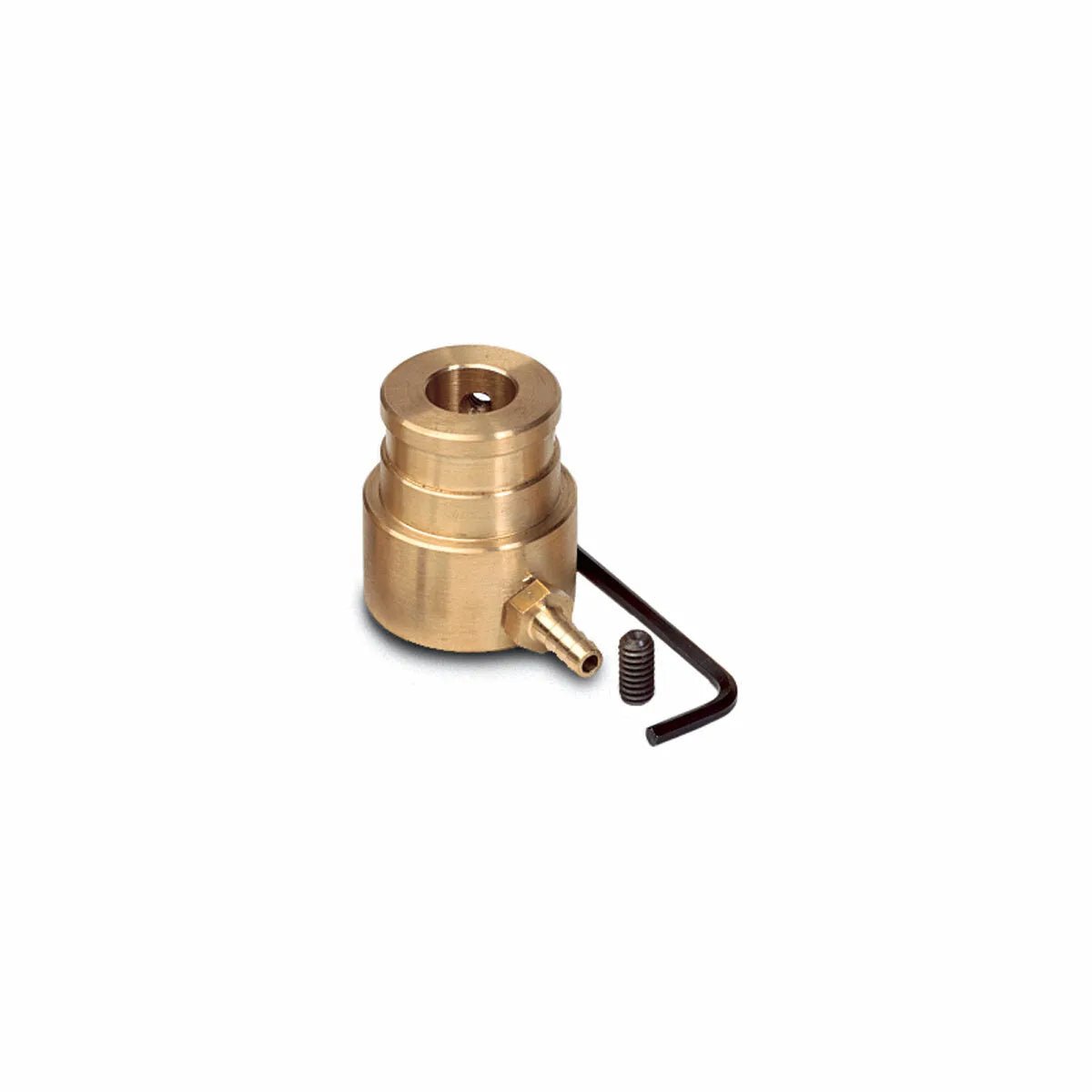 A Lincoln Gun Receiver Bushing for Tweco #2 #4 Guns (K1500-2) is displayed with a small metal spring and an L-shaped hex key, all arranged on a plain white background.