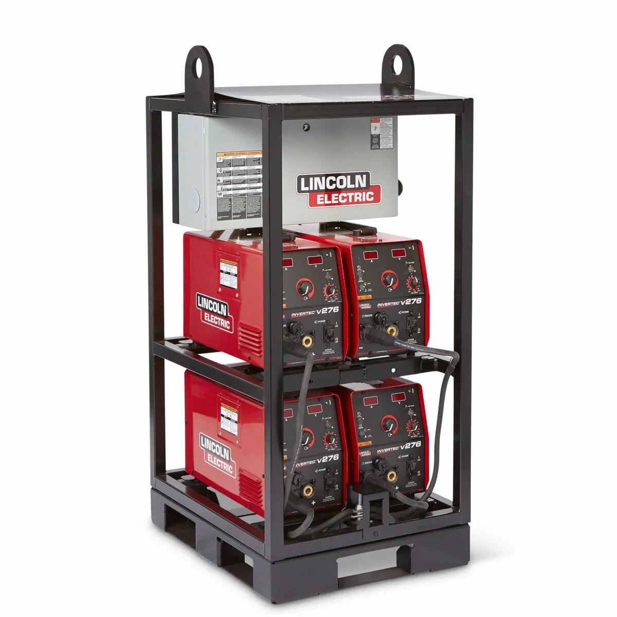Lincoln Invertec V276 4-Pack Rack K4869-1 portable welder system with four welders, cables, and control box from WeldingMart.