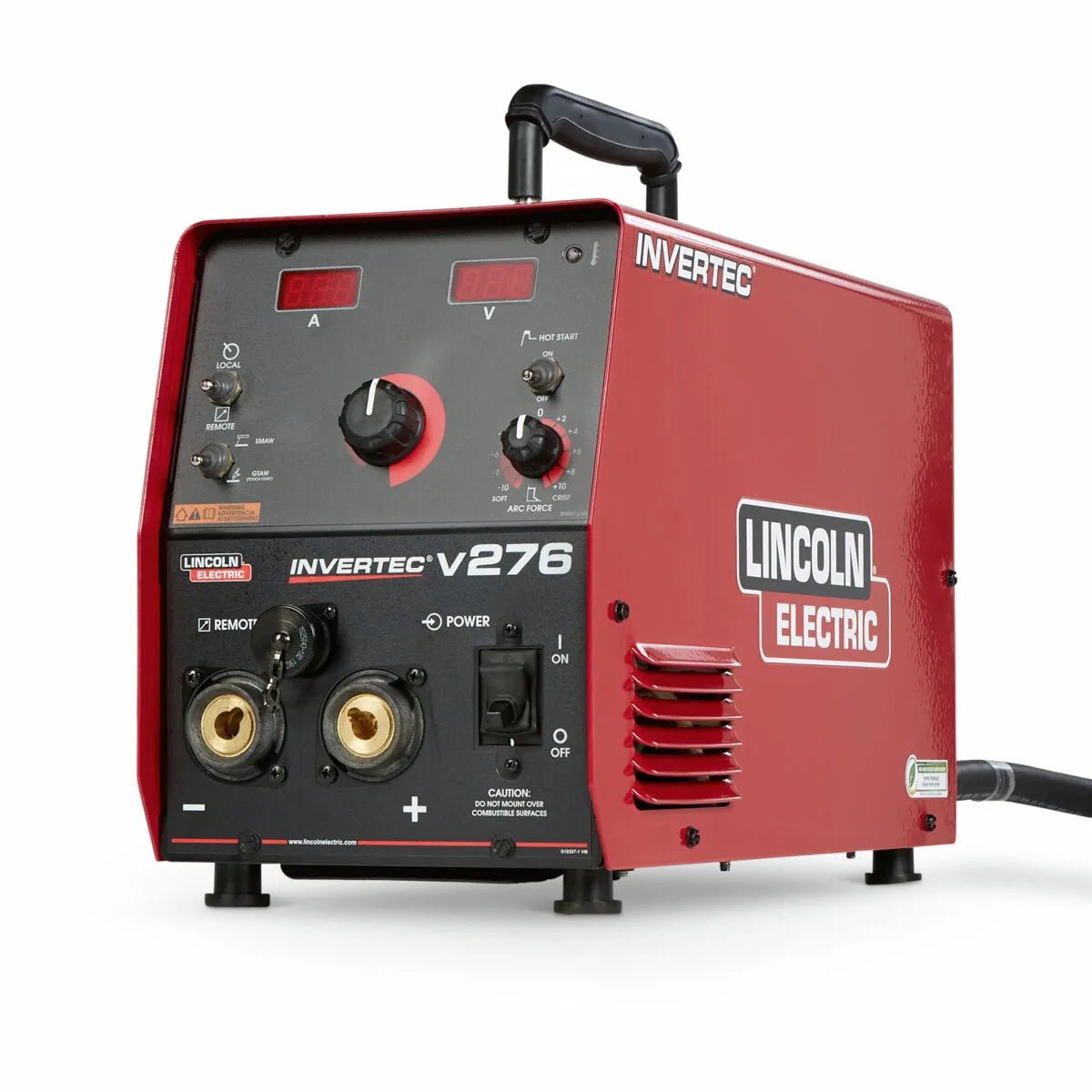 Lincoln Invertec V276 Twist Mate K4868-2 welder with control knobs, digital displays, and logo—portable welding equipment for pros.