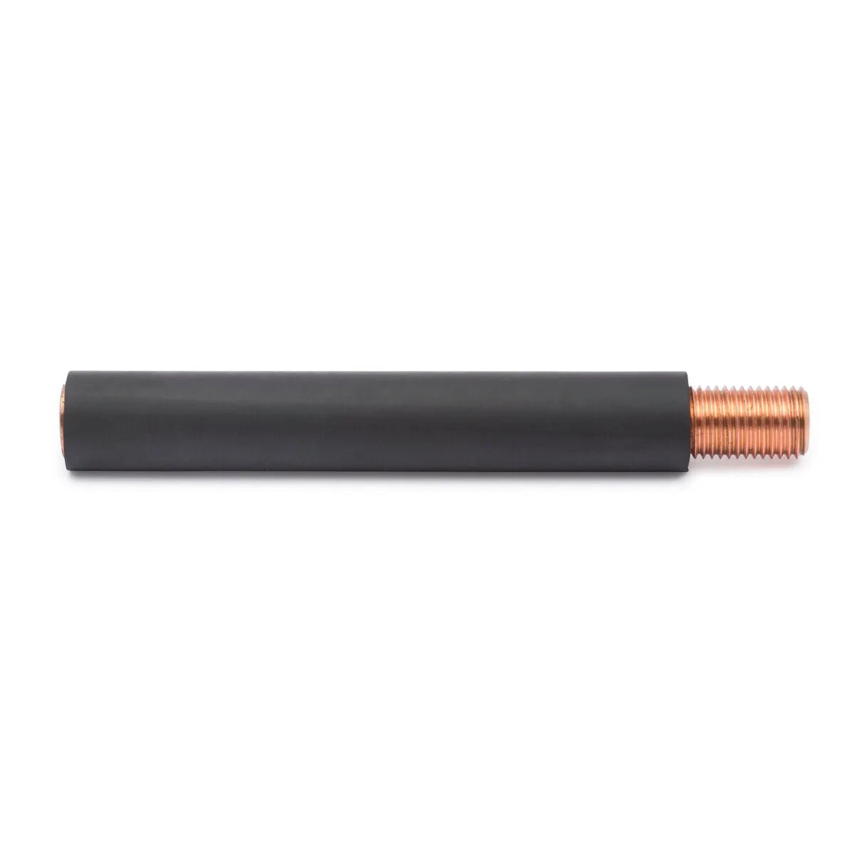 The Lincoln Magnum 100SG Gun Tube KP2631-1 features a matte black cylindrical body with a metallic copper-colored threaded end, showcasing smooth black finish and visible screw threads set against a white background.