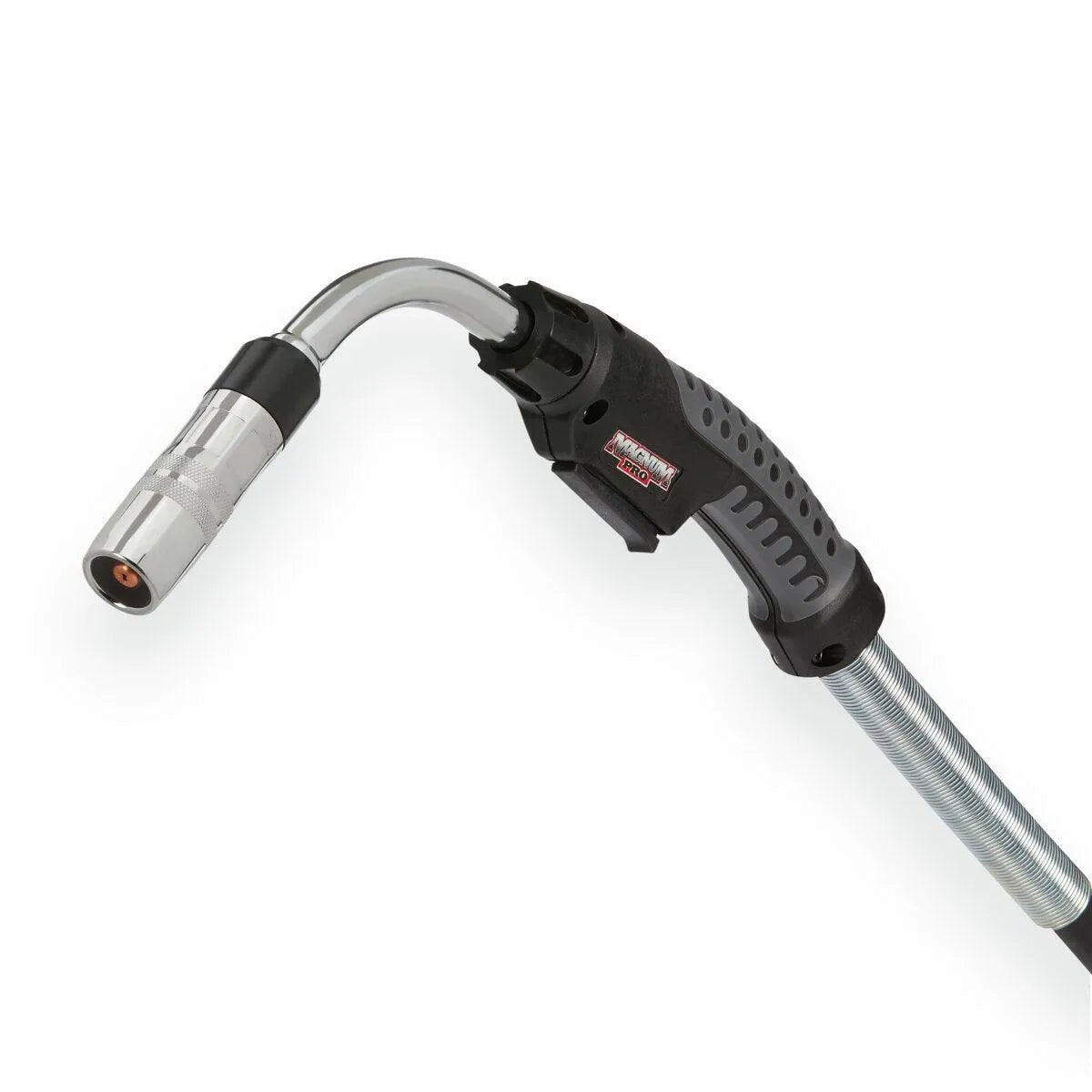 Lincoln Magnum PRO Curve HDE 350 HyperFill Ready Pak MIG torch, black ergonomic handle, silver nozzle, 15ft cable—WeldingMart tool.