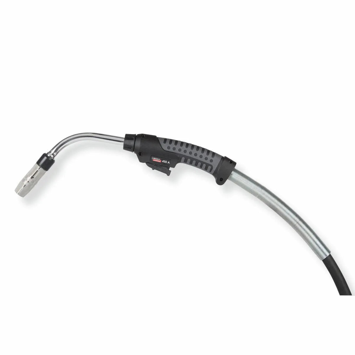 Lincoln Magnum PRO Curve HDE 450 Dual Schedule 25ft MIG welding torch, ergonomic grip, flexible cable, for professional welders.