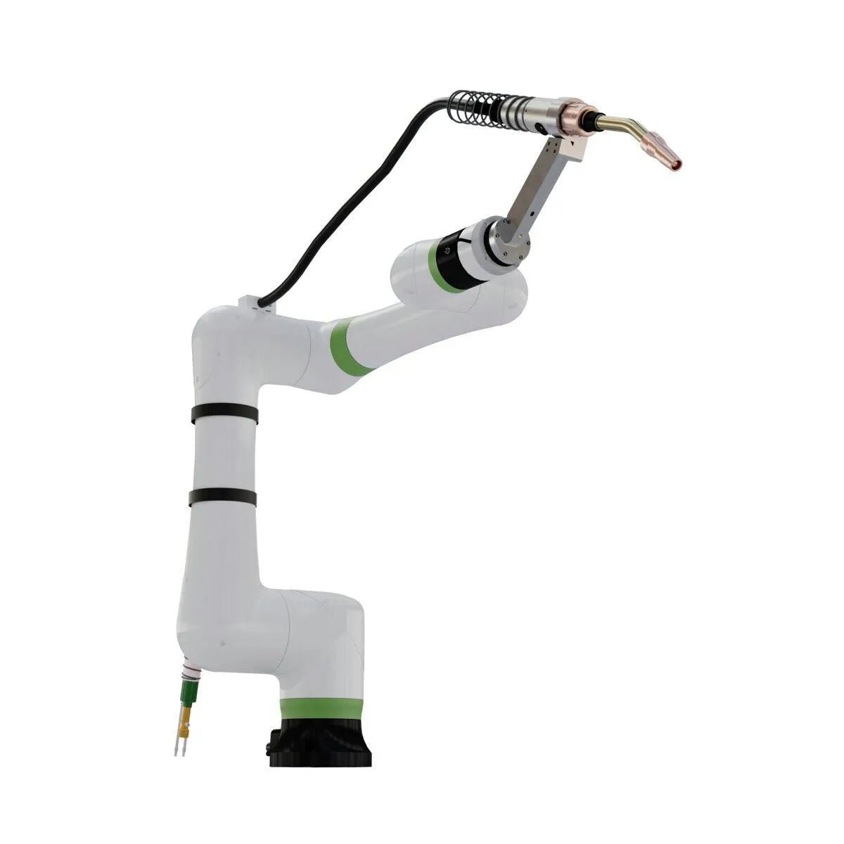 Lincoln Magnum PRO External Dress Water-Cooled Robotic Torch One-Pak 11ft K5415-11 on white robotic arm, WeldingMart welding tool.