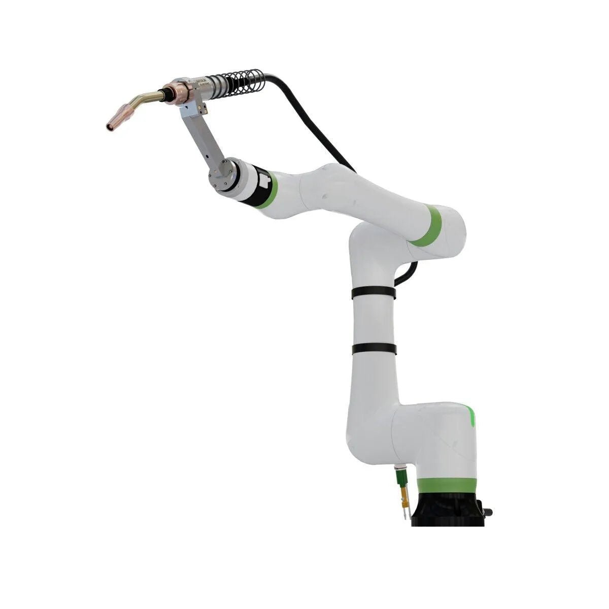 Lincoln Magnum PRO Water-Cooled Robotic Torch One-Pak 11ft K5415-11 on white & green robotic arm—WeldingMart welding tool.