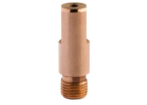 A Lincoln Magnum Submerged Arc Contact Tip - Severe Duty, 1/16 in (1.6 mm), KP1962-6B1, is shown vertically against a white background; the metallic, cylindrical tip features a smooth top and threaded bottom end. Sold in packs of 10.