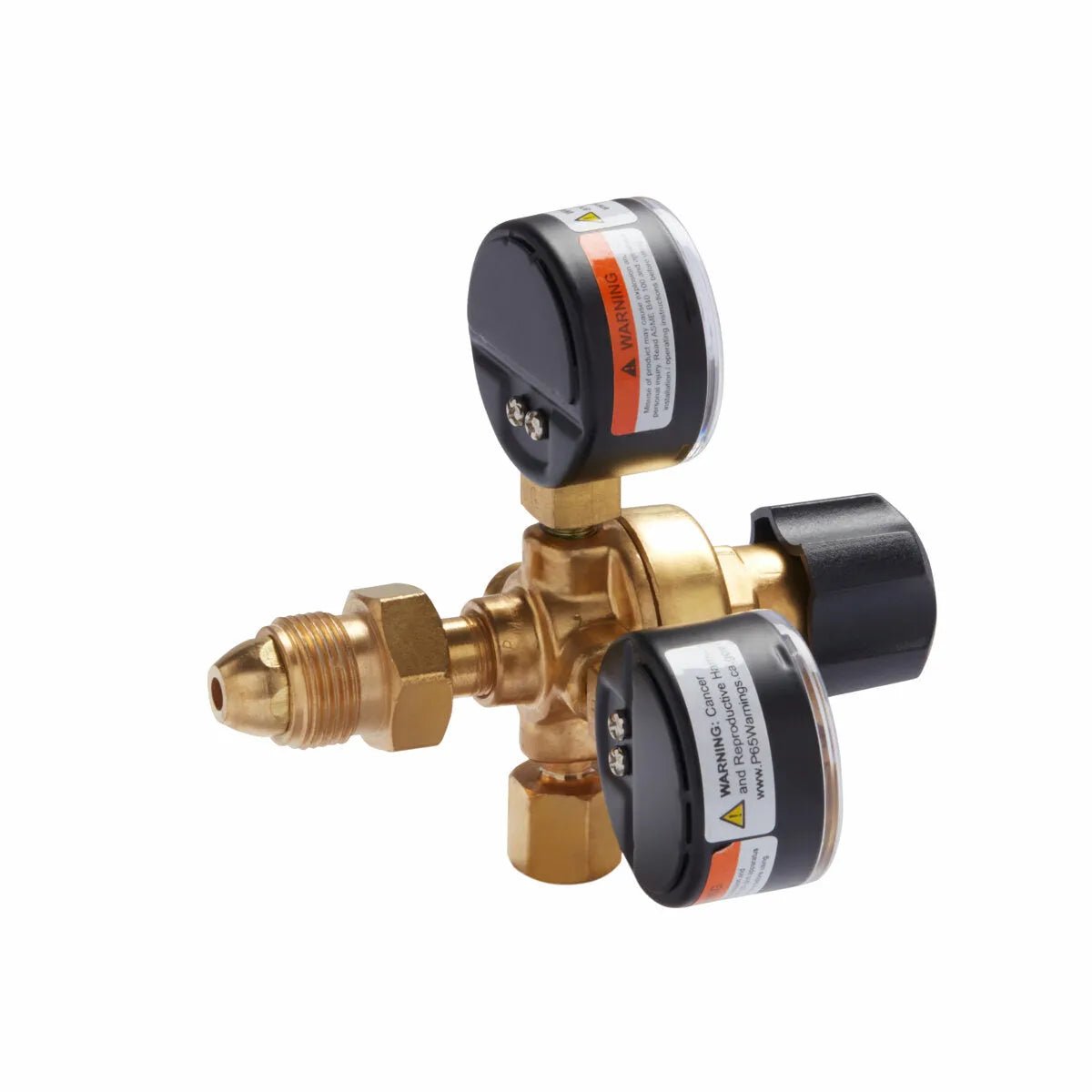 A close-up of a precisely engineered valve, an essential component of the Lincoln MIG Conversion Kit K610-2, used in quality MIG welding applications.